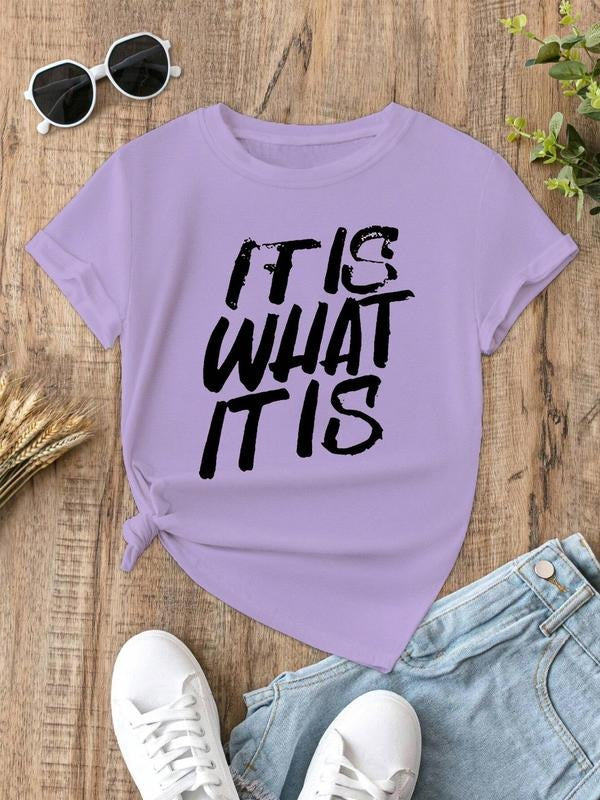 Letter Print Round Neck Vintage Casual Short Sleeve Daily All Match Clothes All Seasons T-Shirts, Hoodie, Sweatshirt