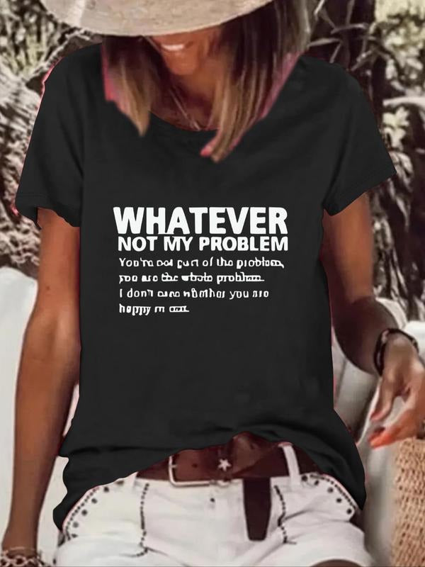 Women's Letter Print Round Neck Graphic Tee, Vintage Trendy Casual Short Sleeve T-shirt For Daily Wear, Ladies Summer...