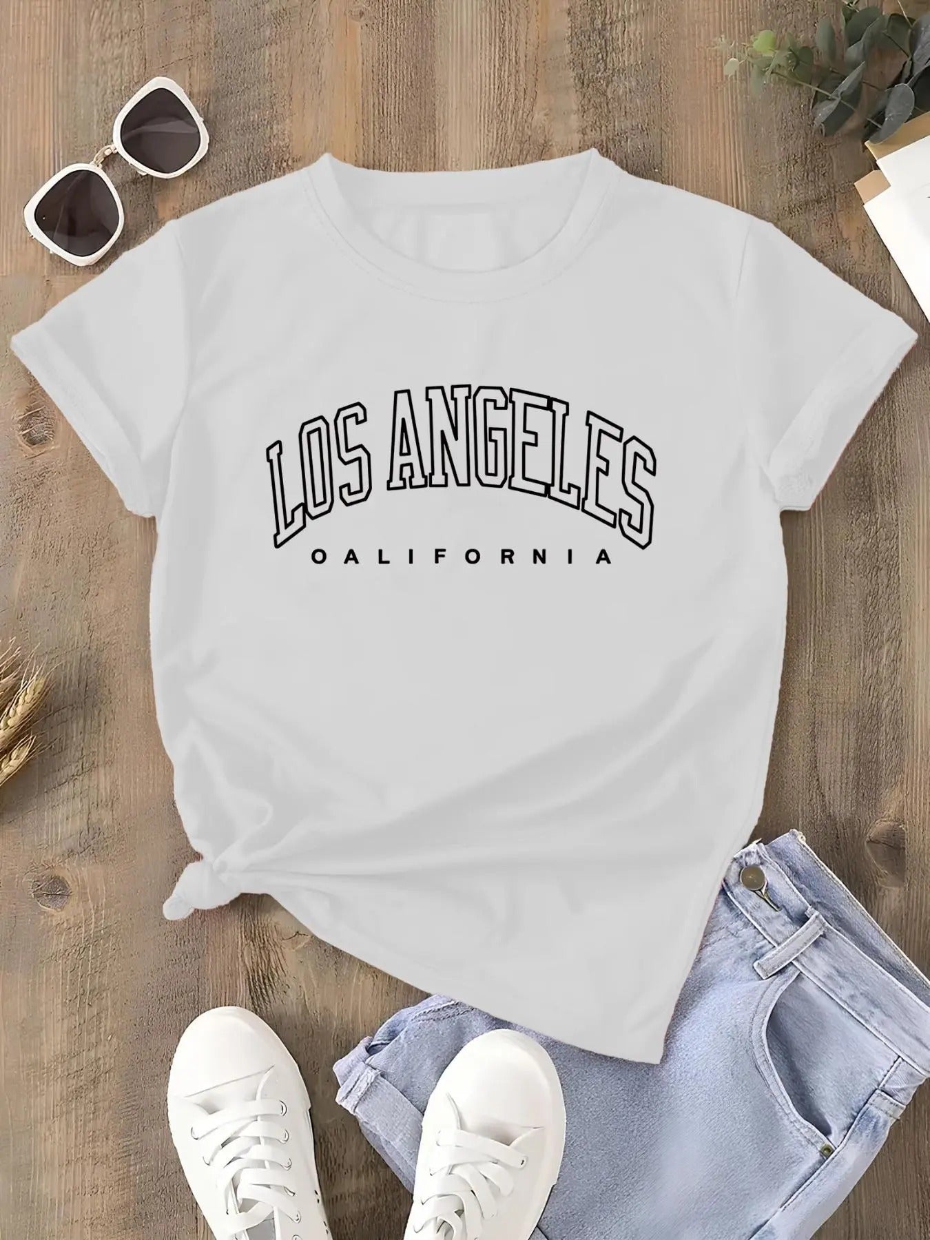 Women's Letter Print Round Neck Graphic Tee, Vintage Trendy Casual Short Sleeve T-shirt for Daily Wear, Ladies Outfit for...