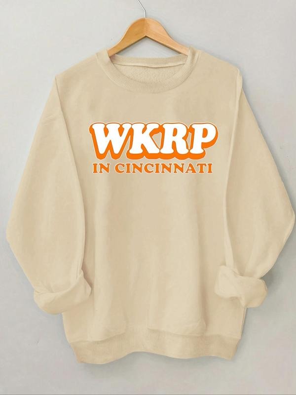 Women's Letter Print Round Neck Pullover Sweatshirt, Casual Long Sleeve Crew Neck Sweatshirt for Fall & Winter, Fashion...