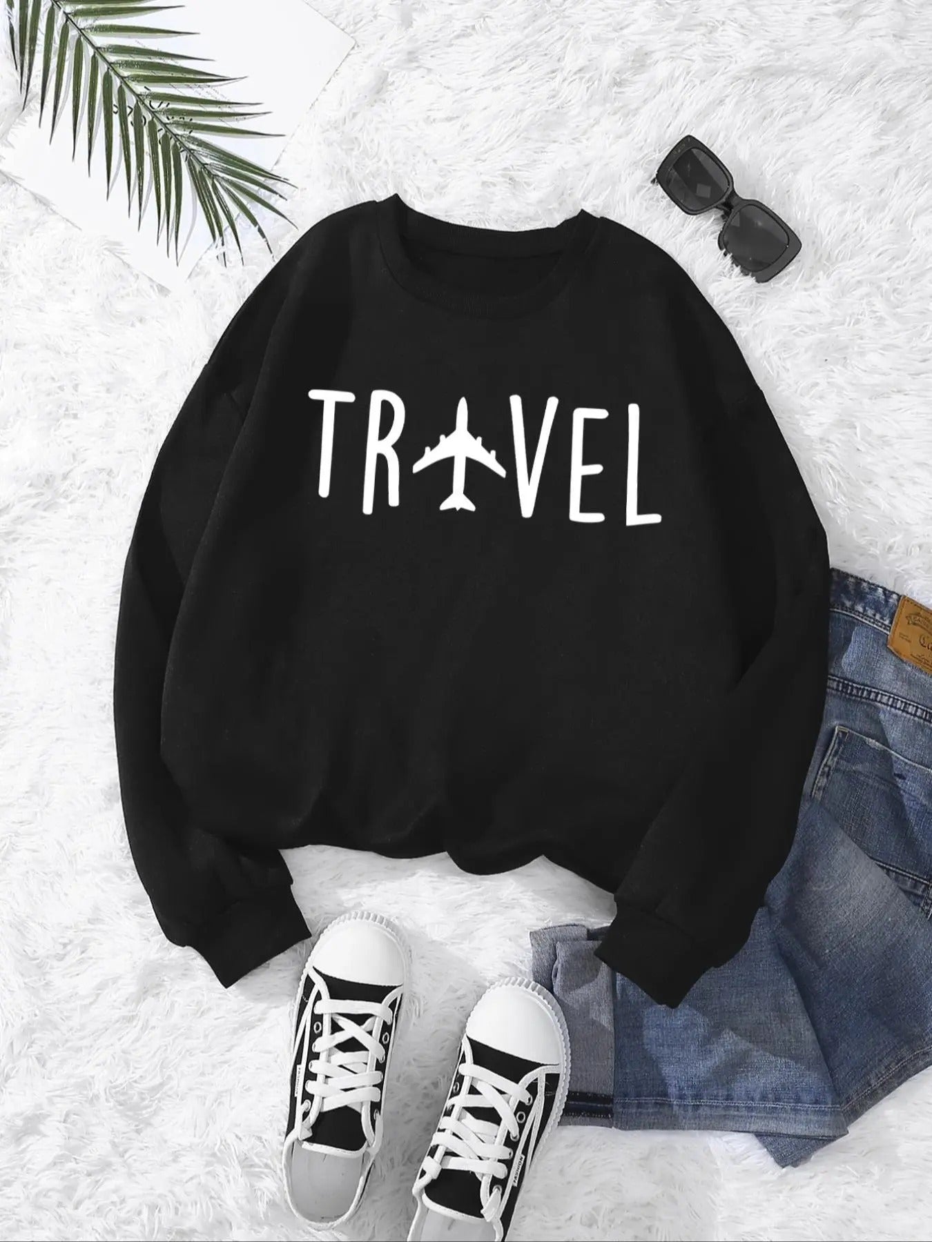 Women's Letter Print Round Neck Pullover, Casual Fashion Long Sleeve Crew Neck Sweatshirt for Daily Holiday Outdoor Wear,...