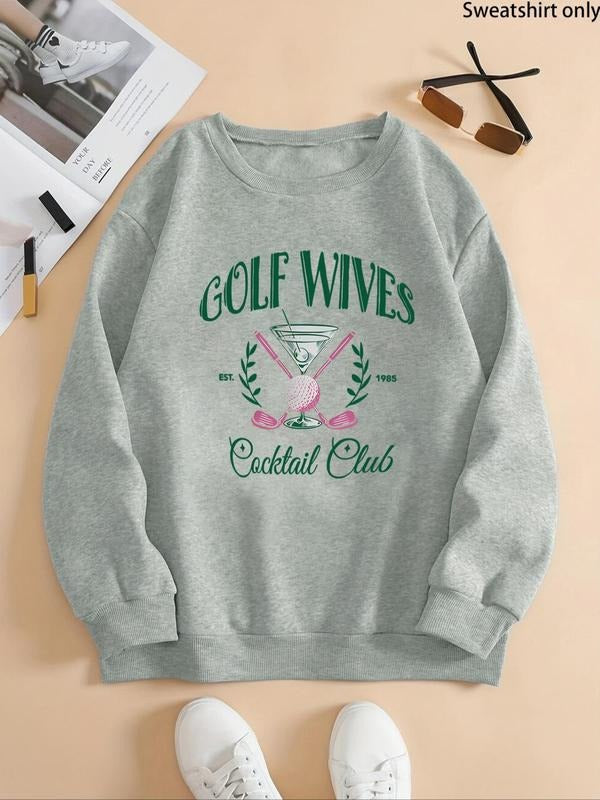Women's Letter Print Round Neck Pullover, Casual Long Sleeve Crew Neck Sweatshirt for Fall & Winter, Fashion Ladies' Top...