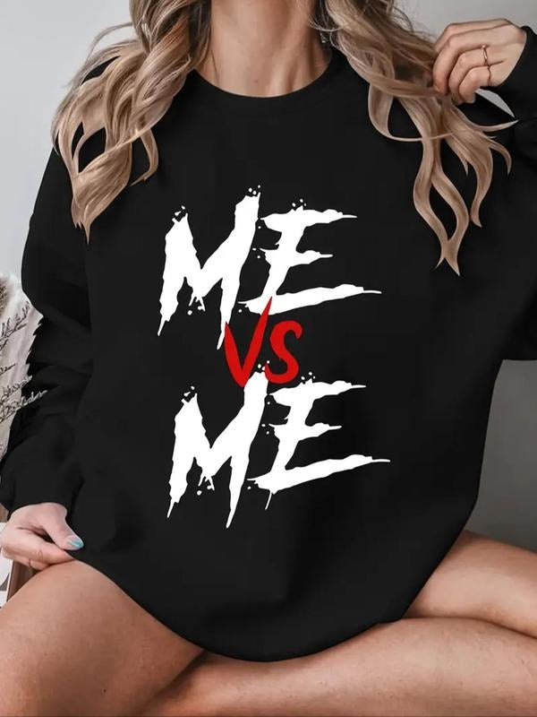 Women's Letter Print Round Neck Pullover, Fashion Casual Crew Neck Sweatshirt for Daily Holiday Outdoor Wear, Women...