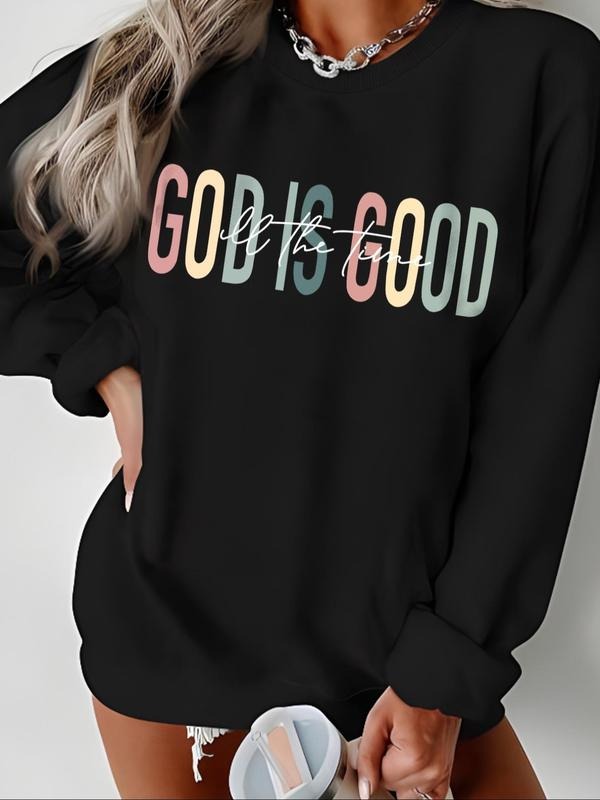 Women's Letter Print Round Neck Pullover, Fashion Casual Crew Neck Sweatshirt for Daily Holiday Outdoor Wear, Women...