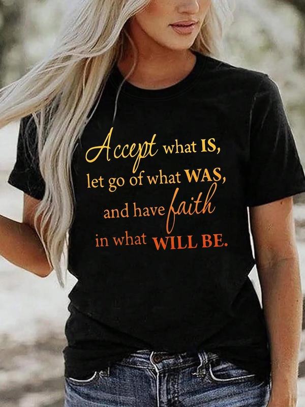 Letter Print Round Neck Short Sleeve Casual Crew Neck Daily Vacation Outdoor Clothes All Seasons T-Shirts, Hoodie, Sweatshirt