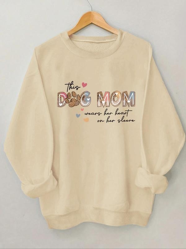 Women's Letter Print Round Neck Sweatshirt, Casual Long Sleeve Crew Neck Pullover for Fall & Winter, Fashion Women's Top...