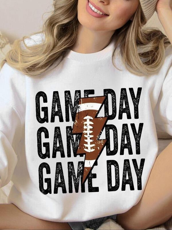 Women's Letter Print Round Neck Sweatshirt, Casual Long Sleeve Crew Neck Pullover for Fall & Winter, Women's Clothes for...
