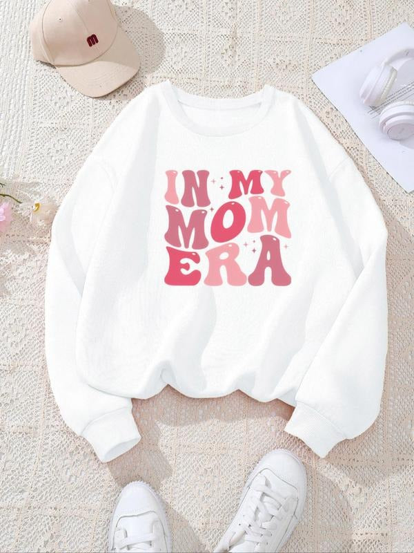 Women's Letter Print Round Neck Sweatshirt, Casual Long Sleeve Crew Neck Pullover for Fall & Winter, Women's Clothes for...