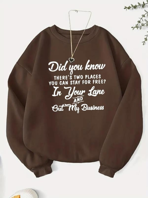 Women's Letter Print Round Neck Sweatshirt, Casual Long Sleeve Crew Neck Pullover for Fall & Winter, Women's Clothes for...