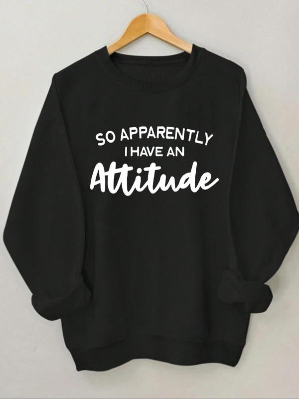 Women's Letter Print Round Neck Sweatshirt, Casual Long Sleeve Crew Neck Pullover for Spring & Fall, Fashion Women's Top...