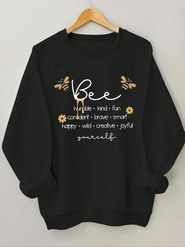 Women's Letter Print Round Neck Sweatshirt, Casual Long Sleeve Crew Neck Pullover for Spring & Fall, Fashion Women's Top...