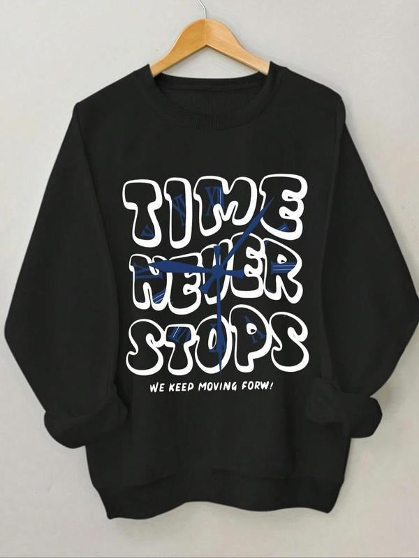 Women's Letter Print Round Neck Sweatshirt, Casual Long Sleeve Crew Neck Pullover for Spring & Fall, Fashion Women's Top...