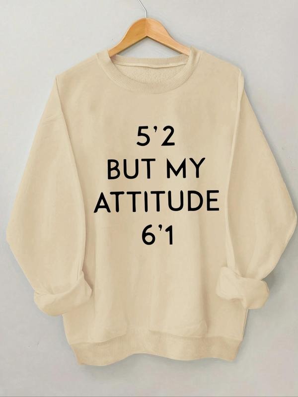 Women's Letter Print Round Neck Sweatshirt, Casual Long Sleeve Crew Neck Pullover for Spring & Fall, Fashion Women's Top...