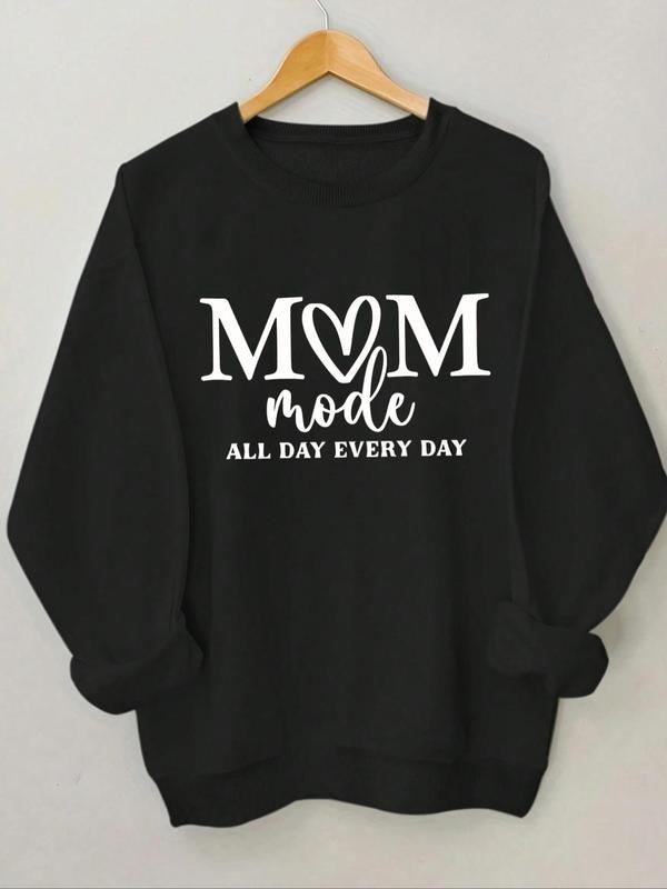 Women's Letter Print Round Neck Sweatshirt, Casual Long Sleeve Crew Neck Pullover for Spring & Fall, Fashion Women's Top...