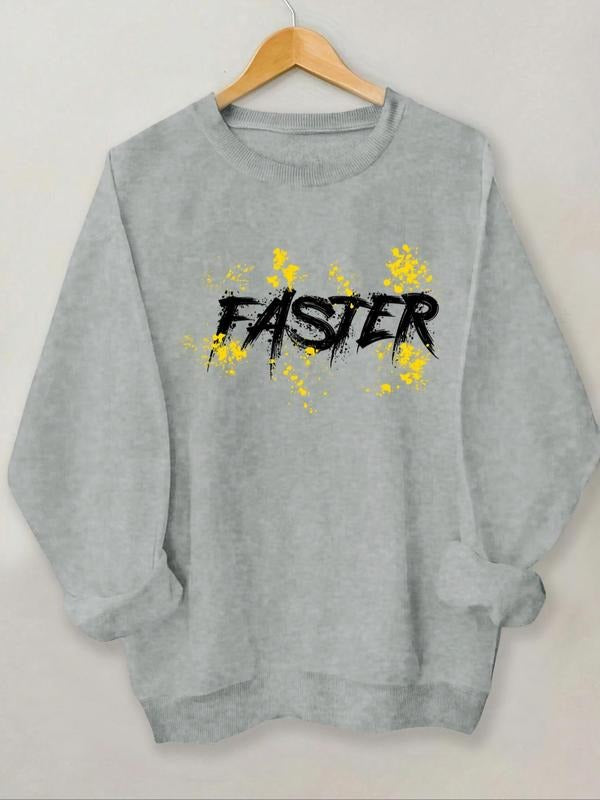 Women's Letter Print Round Neck Sweatshirt, Casual Long Sleeve Crew Neck Pullover for Spring & Fall, Fashion Women's Top...