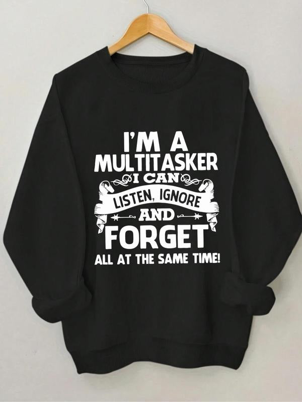 Women's Letter Print Round Neck Sweatshirt, Casual Long Sleeve Crew Neck Pullover for Spring & Fall, Fashion Women's Top...