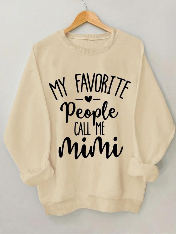 Women's Letter Print Round Neck Sweatshirt, Casual Long Sleeve Crew Neck Pullover for Spring & Fall, Women's Top for...