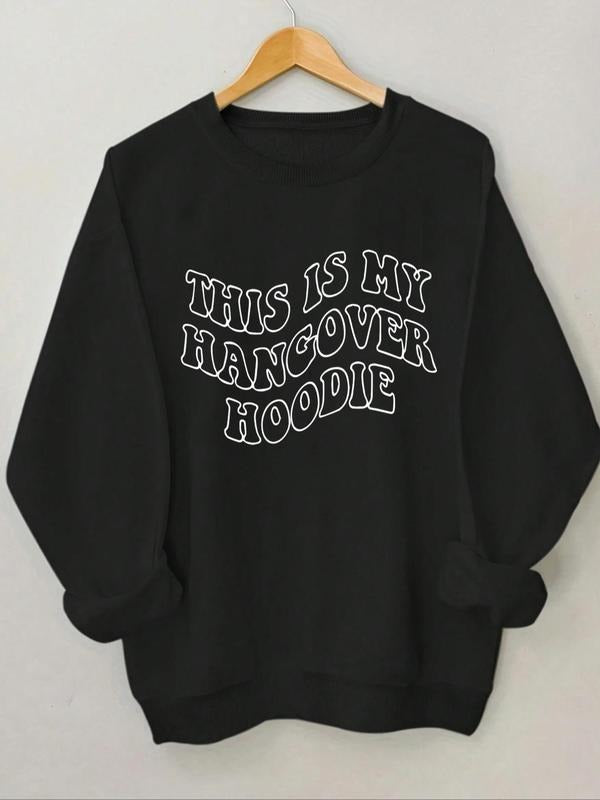 Women's Letter Print Round Neck Sweatshirt, Casual Long Sleeve Crew Neck Pullover for Spring & Fall, Women's Top for...