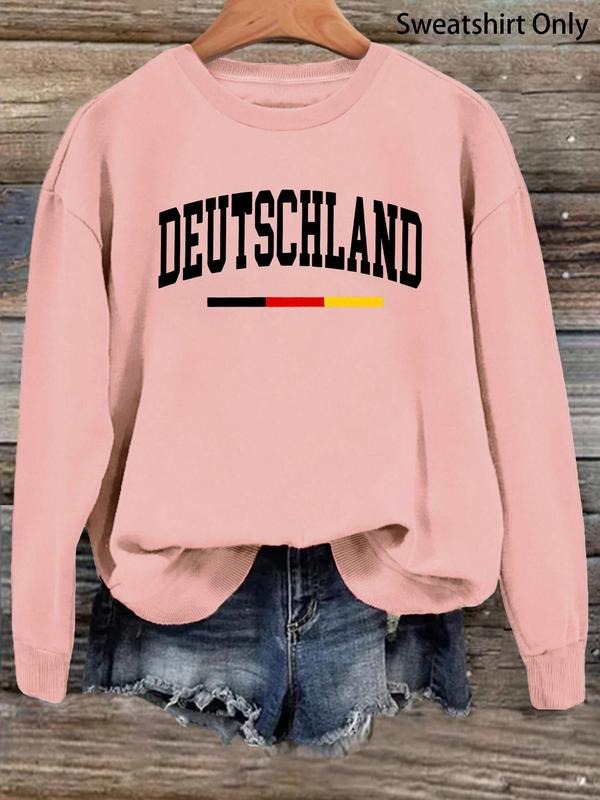 Women's Letter Print Round Neck Sweatshirt, Casual Long Sleeve Crew Neck Pullover, Fashion Women's Clothes for Daily Wear...
