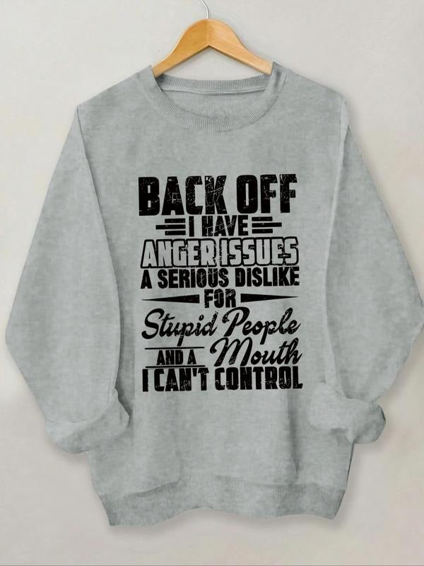 Women's Letter Print Round Neck Sweatshirt, Fashion Casual Crew Neck Long Sleeve Pullover for Daily Wear, Women's...