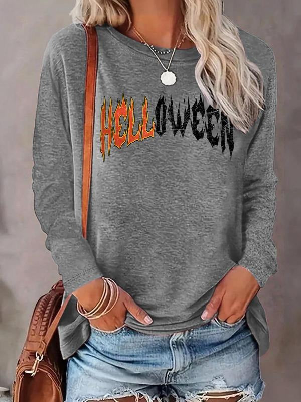 Women's Letter Print Round Neck T-shirt, Fashion Casual Long Sleeve Tee, Women's Top for Daily Wear style 04 Hoodie,...