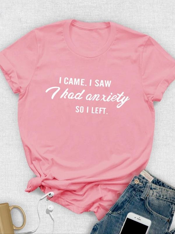 Women's Letter Print Round Neck Tee, Casual Crew Neck Short Sleeve T-Shirt, Ladies Summer Outfit Hoodie, Sweatshirt