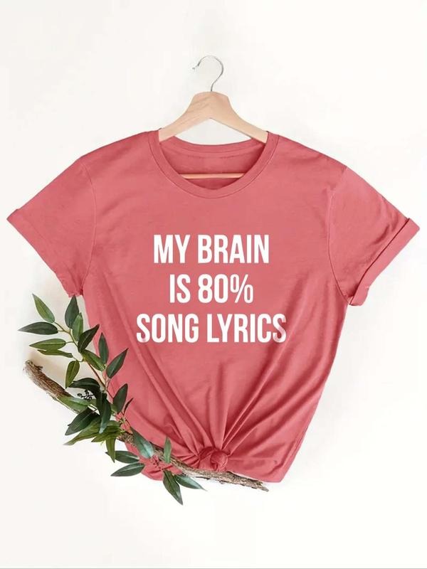 Women's Letter Print Round Neck Tee, Casual Graphic Short Sleeve T-shirt For Daily Wear, Ladies Summer Outfit style 03...