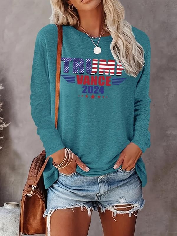 Letter Print Round Neck Casual Long Sleeve Crew Neck Daily Clothes All Seasons T-Shirts, Hoodie, Sweatshirt