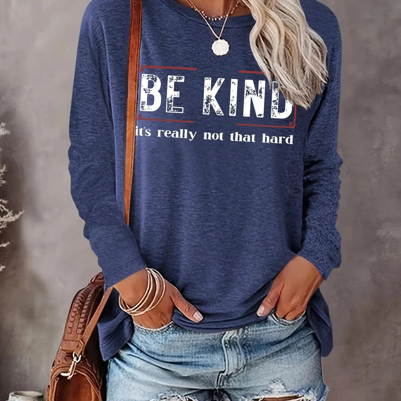 Letter Print Round Neck Casual Long Sleeve Crew Neck Fall & Winter Top Daily Wearstyle{N002}2 T-Shirts, Hoodie, Sweatshirt