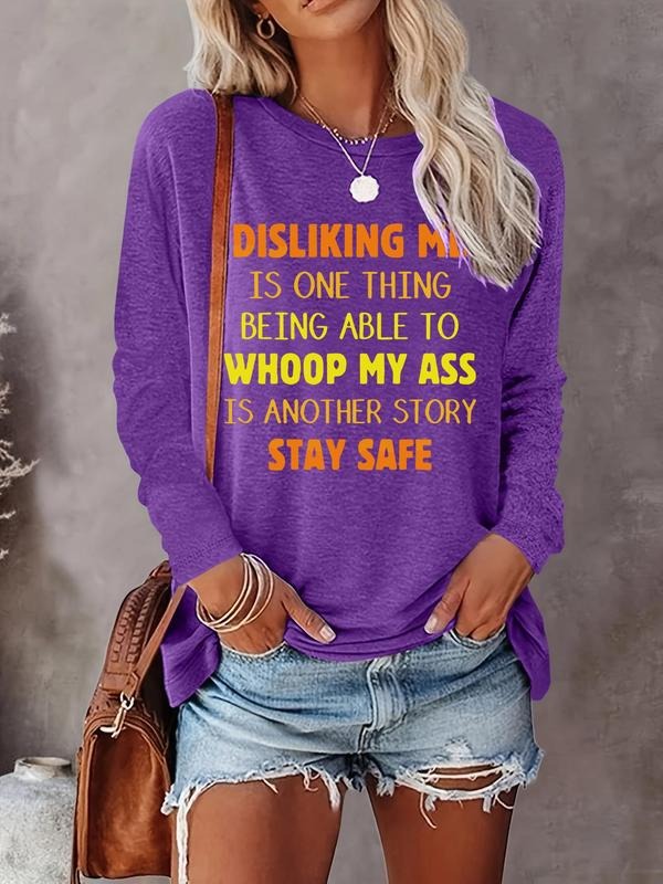 Letter Print Round Neck Casual Long Sleeve Crew Neck Fall & Winter Top Daily Wearstyle{N002}6 T-Shirts, Hoodie, Sweatshirt