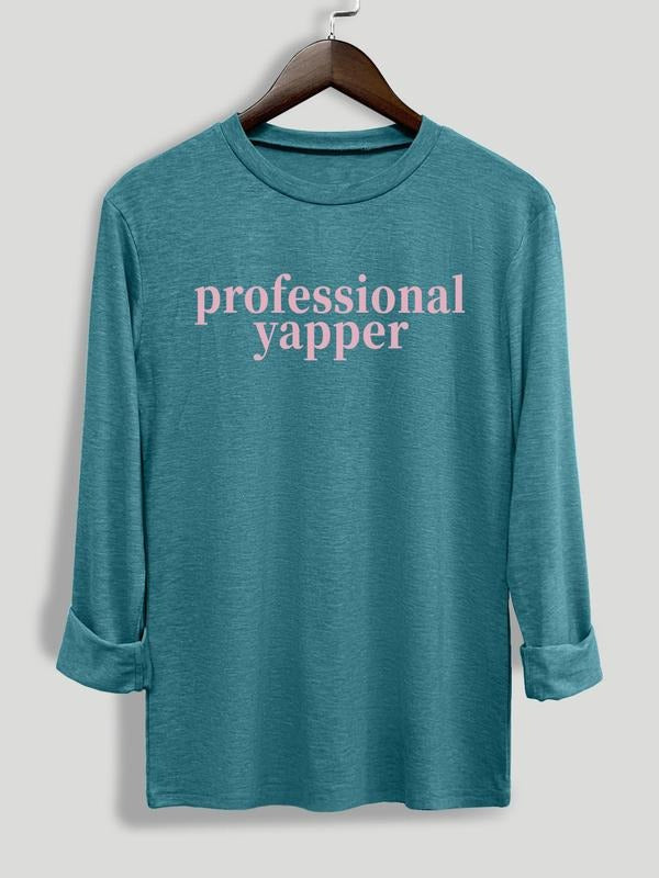 Letter Print Round Neck Casual Long Sleeve Crew Neck Fall & Winter Top Daily Wearstyle{N002}8 T-Shirts, Hoodie, Sweatshirt