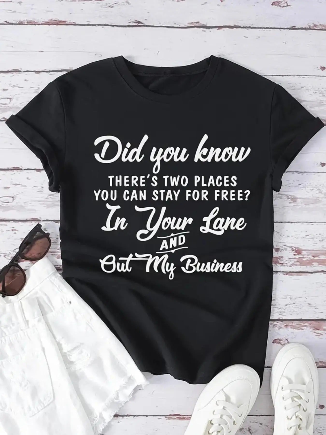 Women's Letter Print Round Neck Tee, Casual Short Sleeve Crew Neck T-Shirt for Daily Wear, Ladies Clothes for All Seasons...