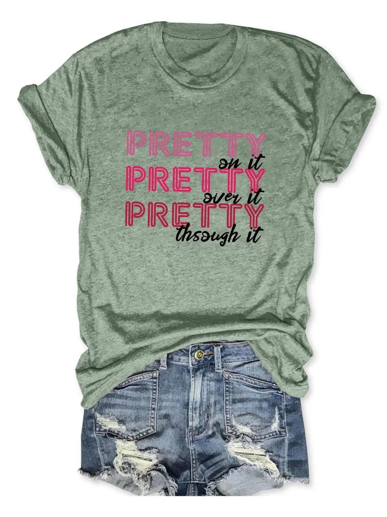 Women's Letter Print Round Neck Tee, Casual Short Sleeve Crew Neck T-Shirt for Daily Wear, Ladies Clothes for All Seasons...