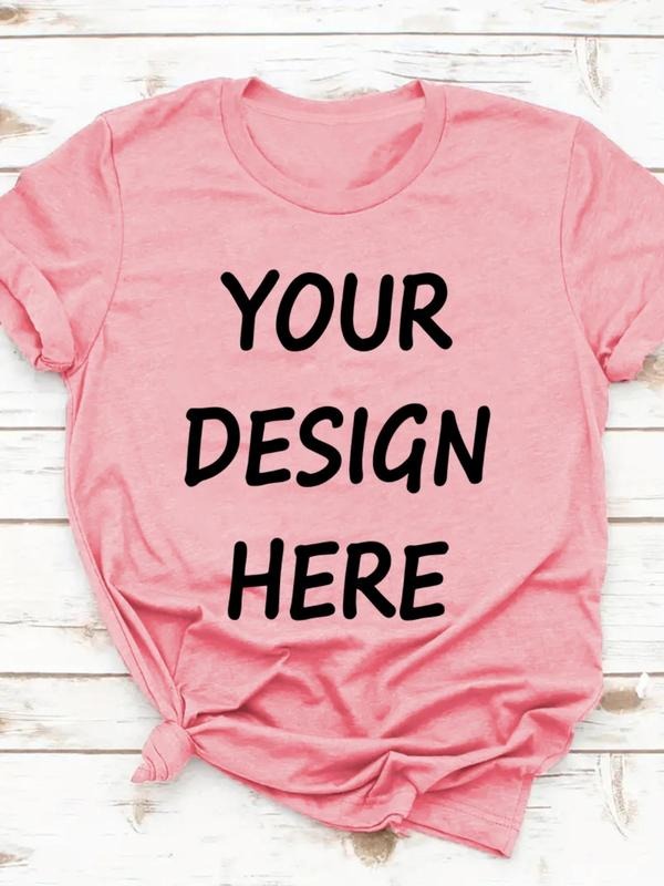 Women's Letter Print Round Neck Tee, Casual Short Sleeve Crew Neck T-Shirt for Summer, Fashion Women's Top for Daily Wear...
