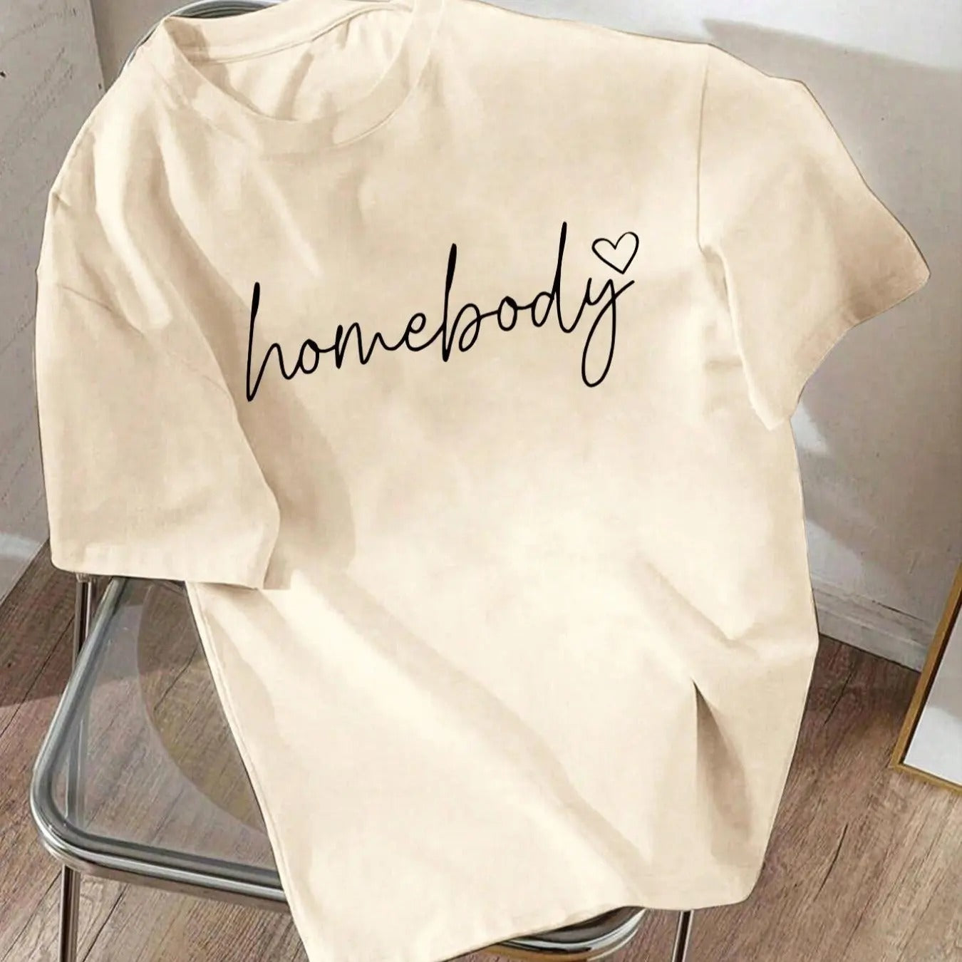 Women's Letter Print Round Neck Tee, Casual Short Sleeve Crew Neck T-Shirt for Summer, Fashion Women's Top for Daily Wear...