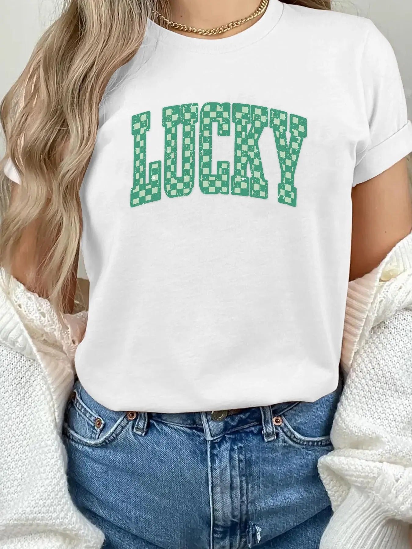 Women's Letter Print Round Neck Tee, Casual Short Sleeve Crew Neck T-Shirt for Summer, Fashion Women's Top for Daily...