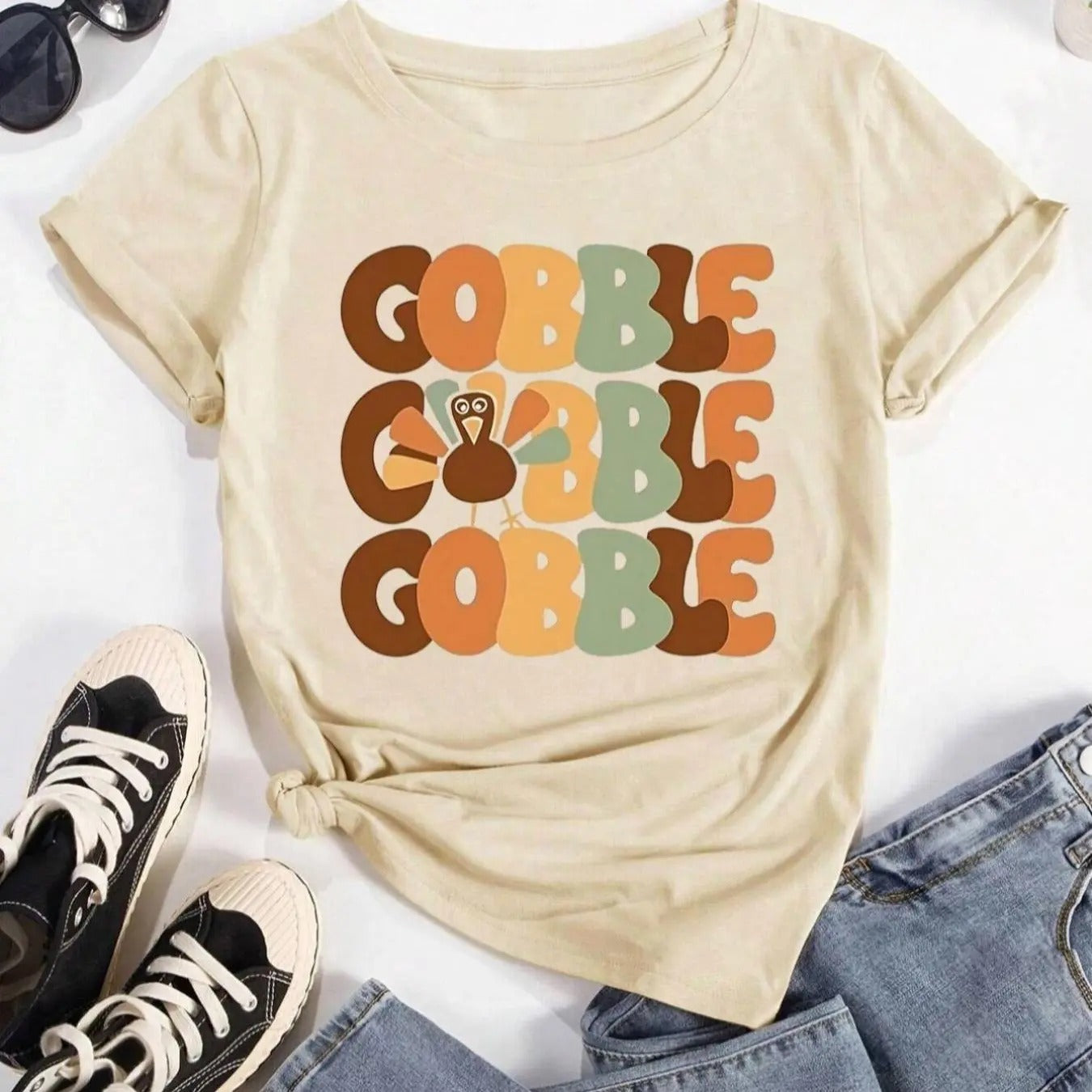 Women's Letter Print Round Neck Tee, Casual Short Sleeve Crew Neck T-Shirt for Summer, Fashion Women's Top for Daily...