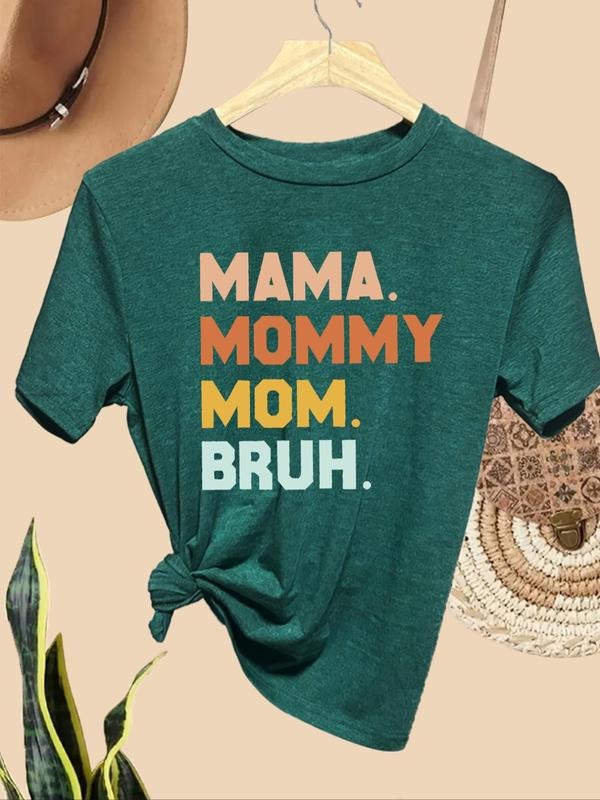 Women's Letter Print Round Neck Tee, Casual Short Sleeve Crew Neck T-shirt for Daily Wear, Ladies Clothes for All Seasons...
