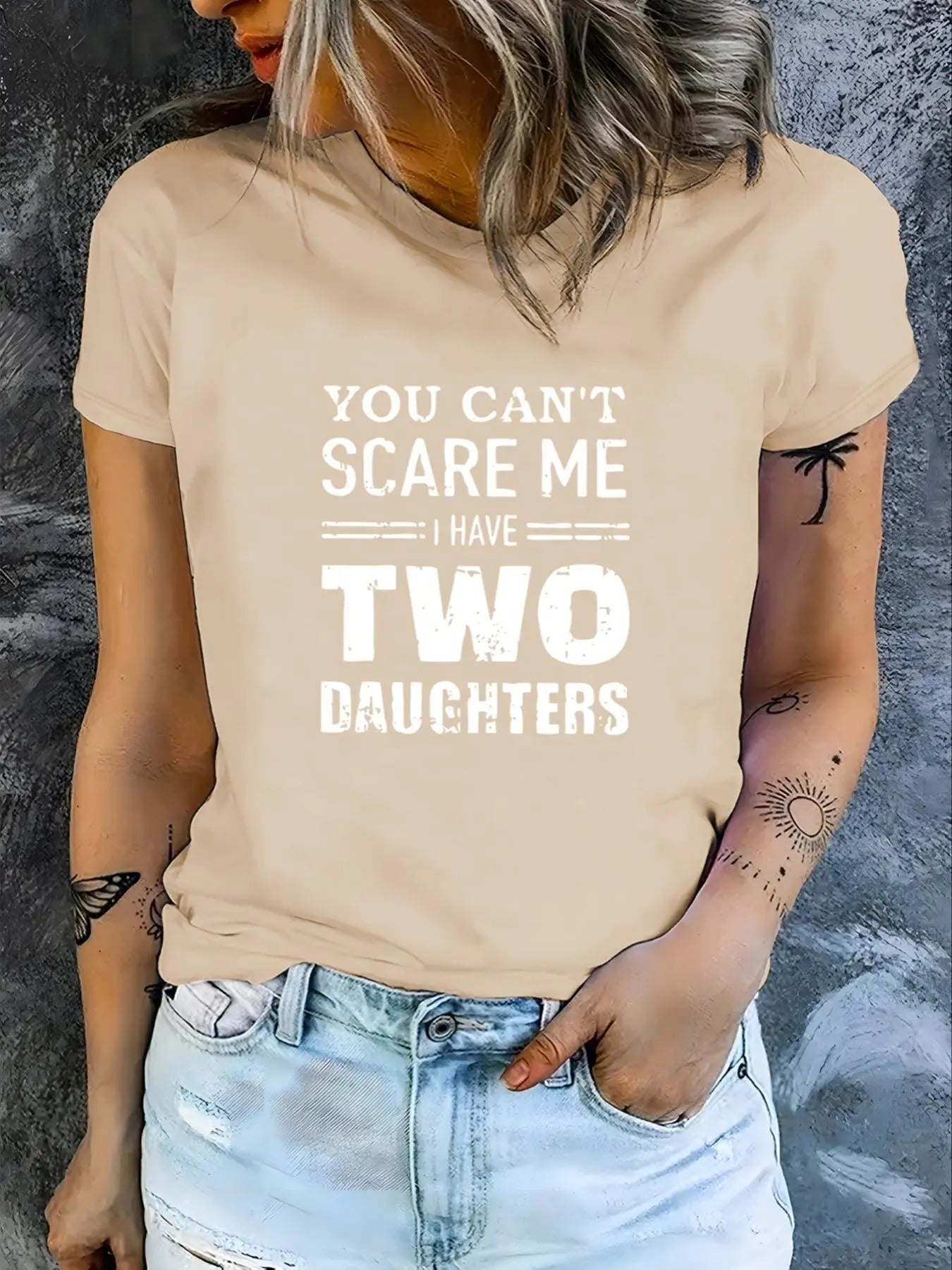 Women's Letter Print Round Neck Tee, Casual Short Sleeve Crew Neck T-shirt for Daily Wear, Ladies Clothes for All Seasons...