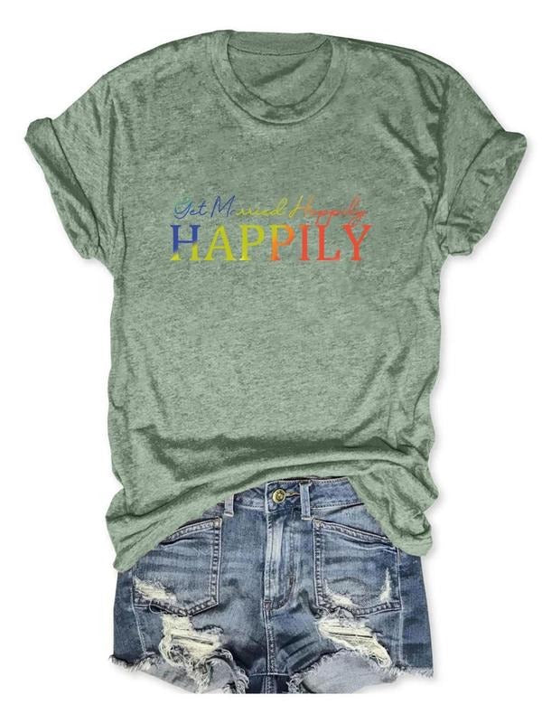 Women's Letter Print Round Neck Tee, Casual Short Sleeve Crew Neck T-shirt for Daily Wear, Ladies Clothes for All Seasons...