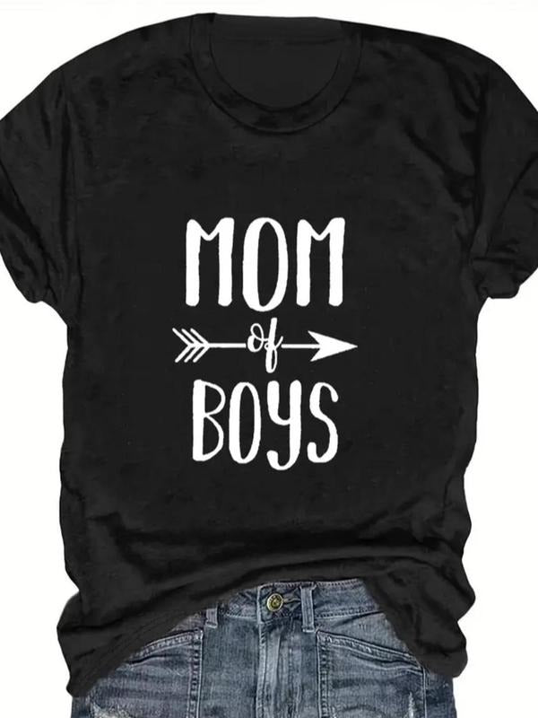 Women's Letter Print Round Neck Tee, Casual Short Sleeve Crew Neck T-shirt for Summer, Fashion Women's Top for Daily Wear...