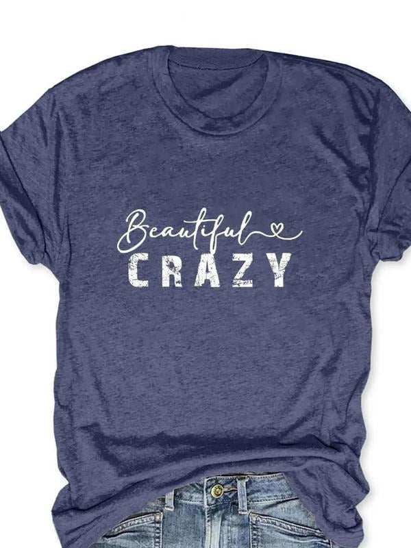Women's Letter Print Round Neck Tee, Casual Short Sleeve Graphic T-shirt For Daily Wear, Ladies Clothes For All Seasons...