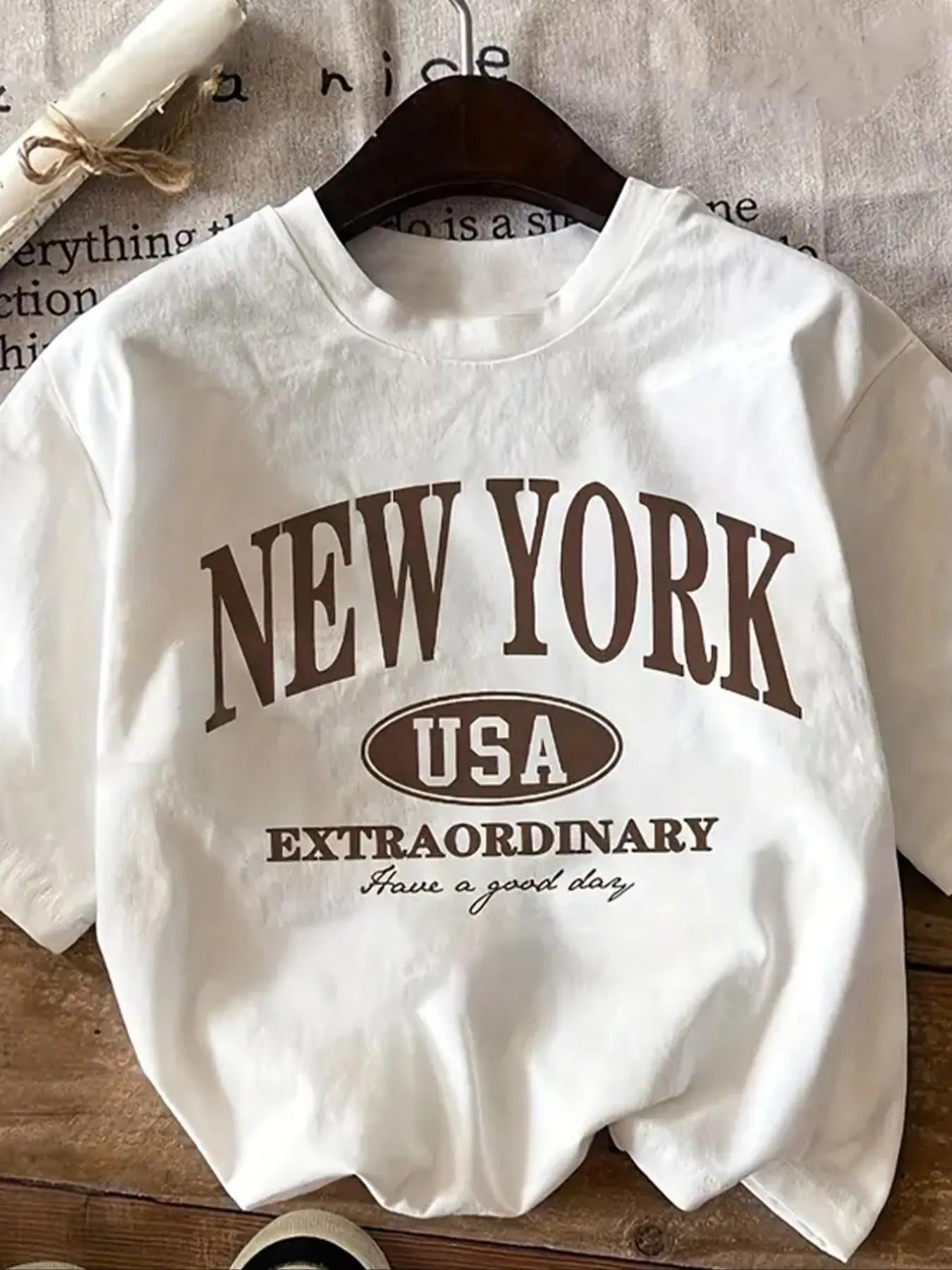 Women's Letter Print Round Neck Tee, Casual Short Sleeve T-Shirt for Summer, Fashion Women's Top for Daily Wear style 02...