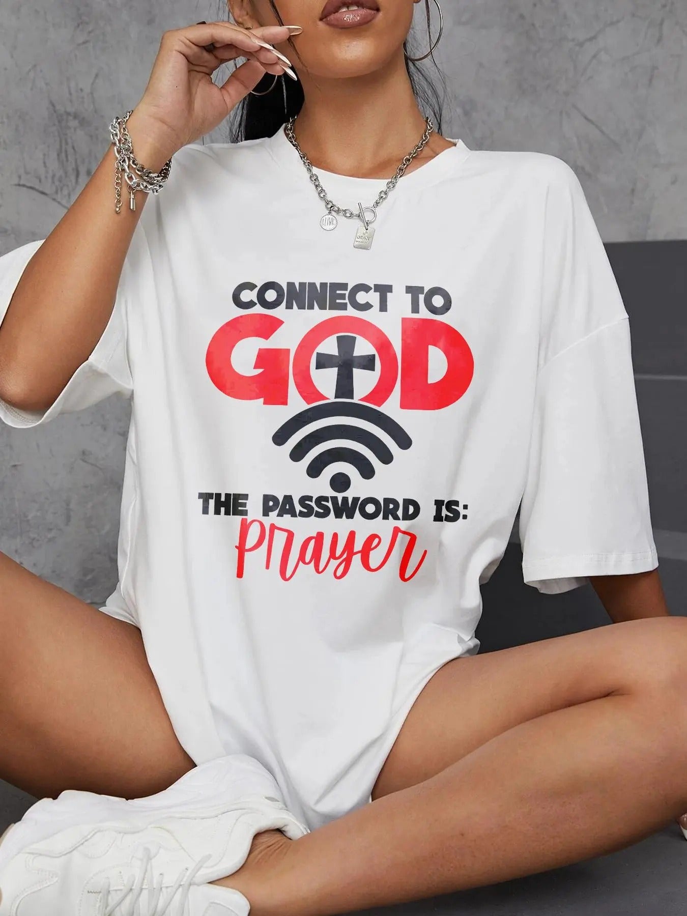 Women's Letter Print Round Neck Tee, Casual Short Sleeve T-shirt for Summer, Ladies Clothes for Daily Wear Hoodie, Sweatshirt