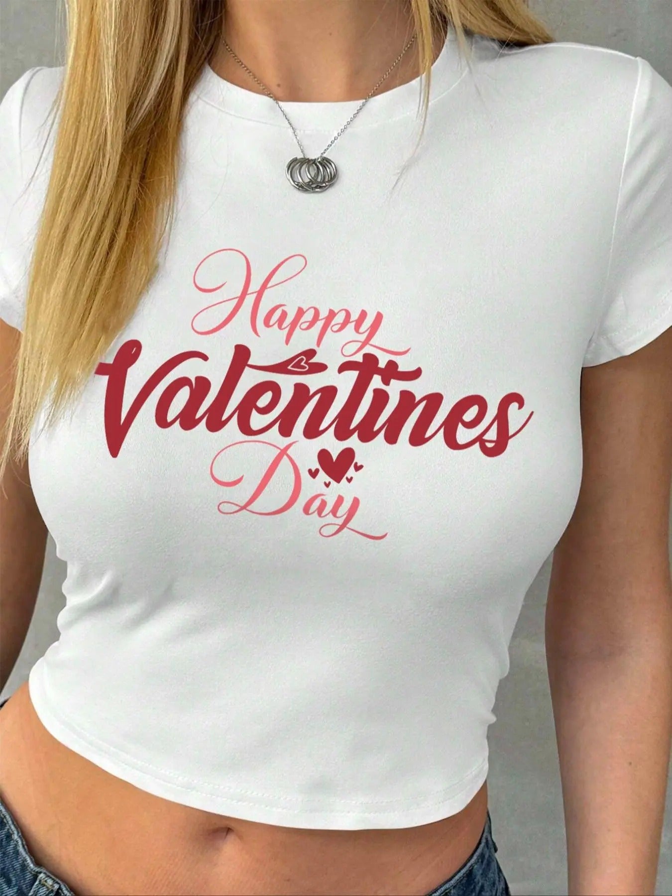 Women's Letter Print Round Neck Tee, Casual Short Sleeve T-shirt for Summer, Ladies Clothes for Daily Wearstyle{n002}2...