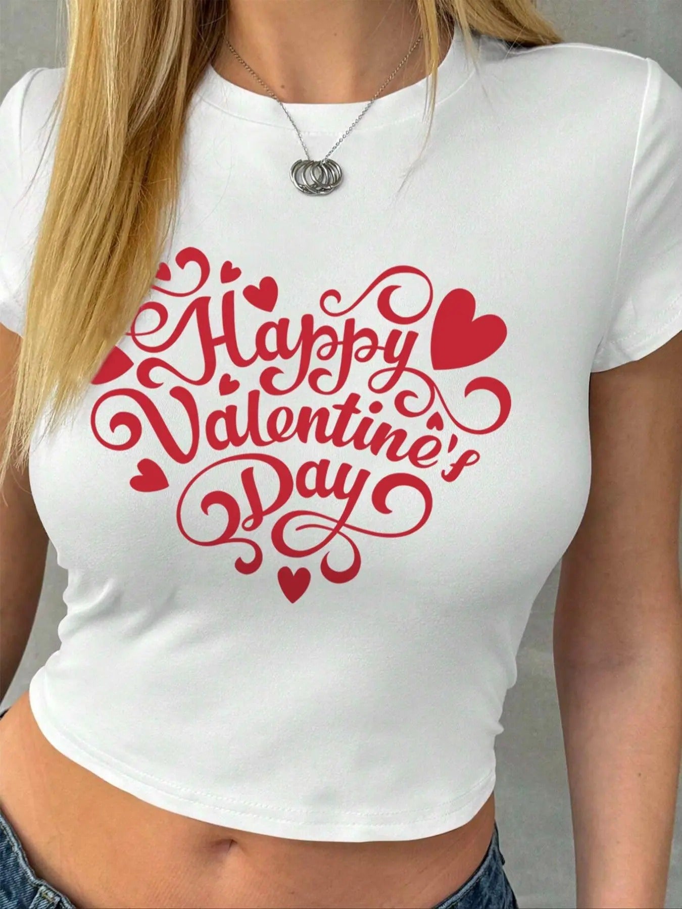 Women's Letter Print Round Neck Tee, Casual Short Sleeve T-shirt for Summer, Women's Top for Daily Wear Hoodie, Sweatshirt