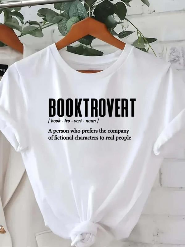Women's Letter Print Round Neck Tee, Casual Short Sleeve T-shirt, Ladies Summer Outfit Hoodie, Sweatshirt | HypeCrazeTee.com
