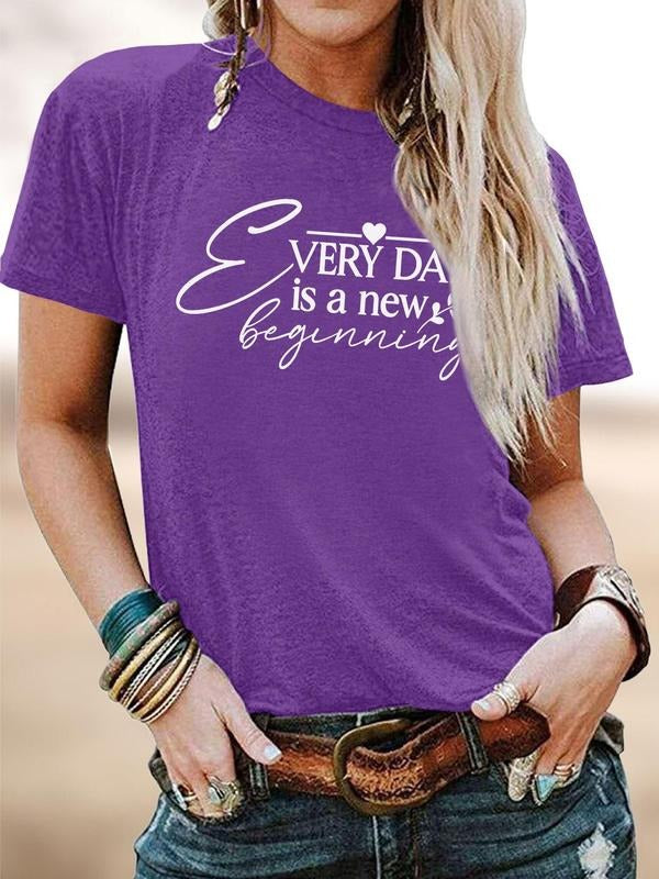 Letter Print Round Neck Casual Crew Neck Short Sleeve Daily Vacation Outdoor Clothes All Seasons T-Shirts, Hoodie, Sweatshirt