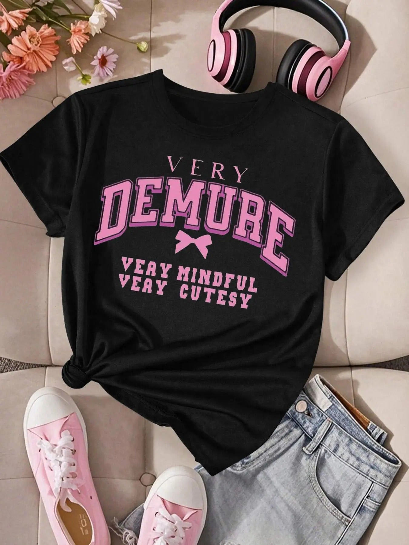 Women's Letter Print Round Neck Tee, Fashion Casual Crew Neck Short Sleeve T-shirt for Daily Holiday Vacation Outdoor...