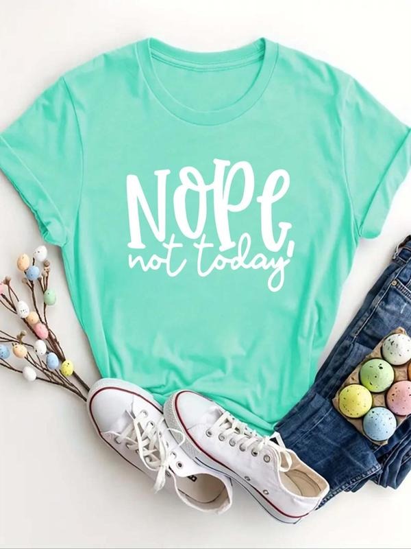 Women's Letter Print Round Neck Tee, Fashion Casual Crew Neck Short Sleeve T-shirt for Daily Holiday Vacation Outdoor...